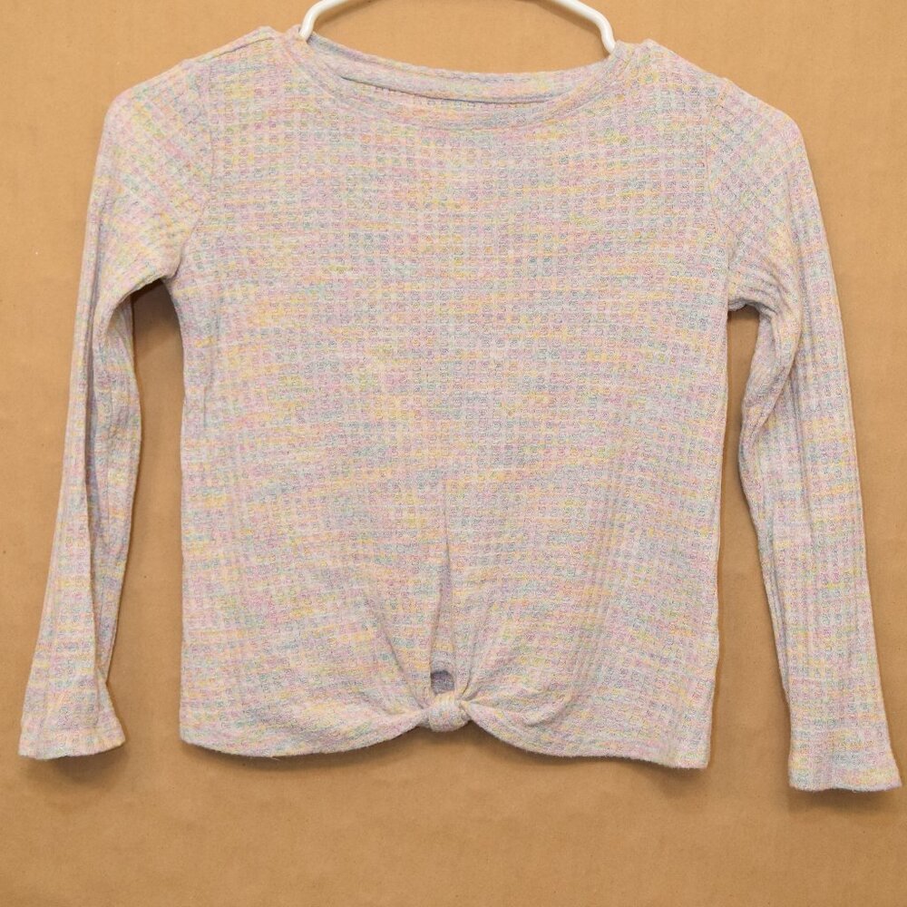 Cat & Jack Girls' Pastel Waffle Weave Twist-Front Long Sleeve Top, Size S (6/6X)